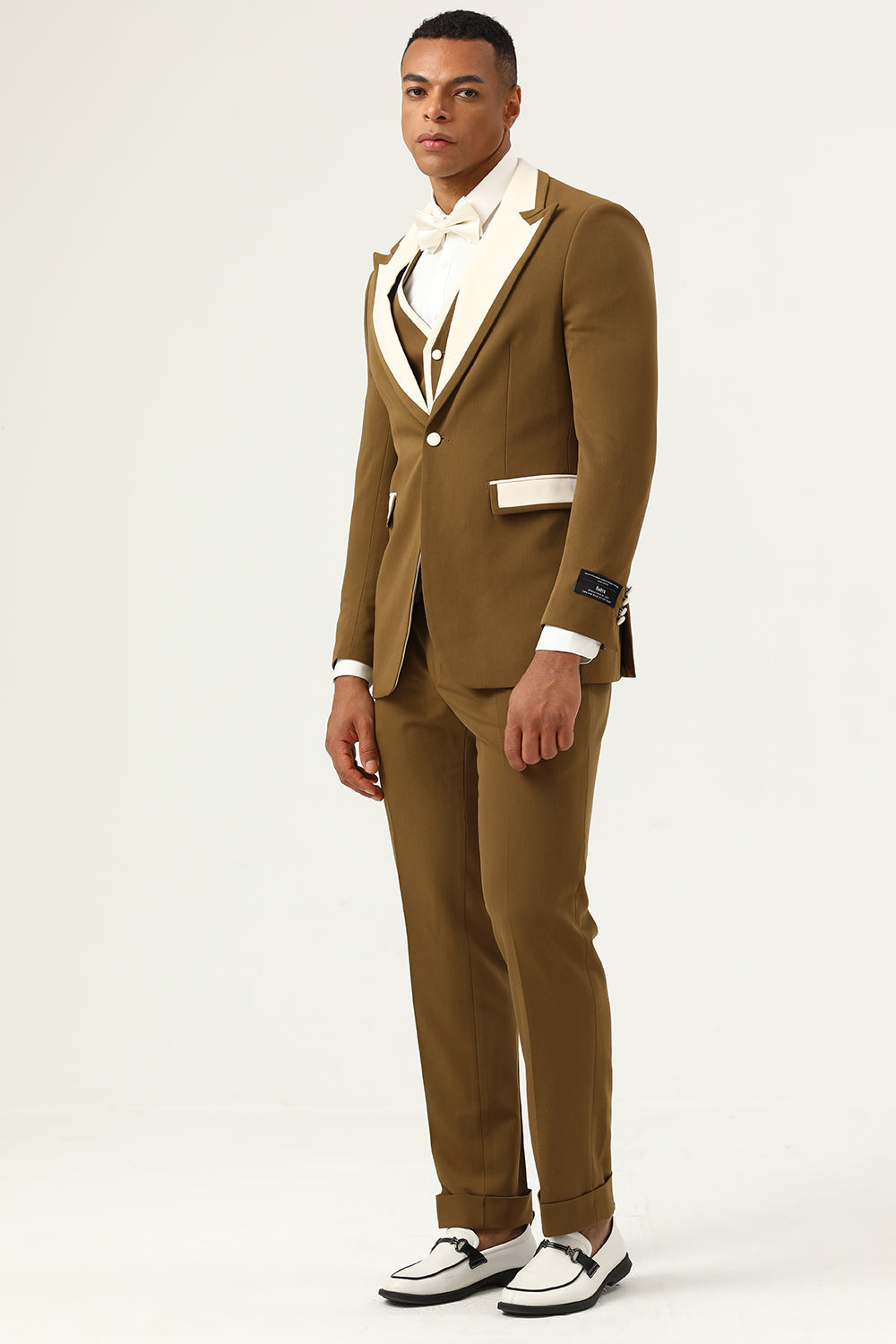 Brown Peak Lapel Single Button Men's Formal Suits