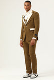 Brown Peak Lapel Single Button Men's Formal Suits