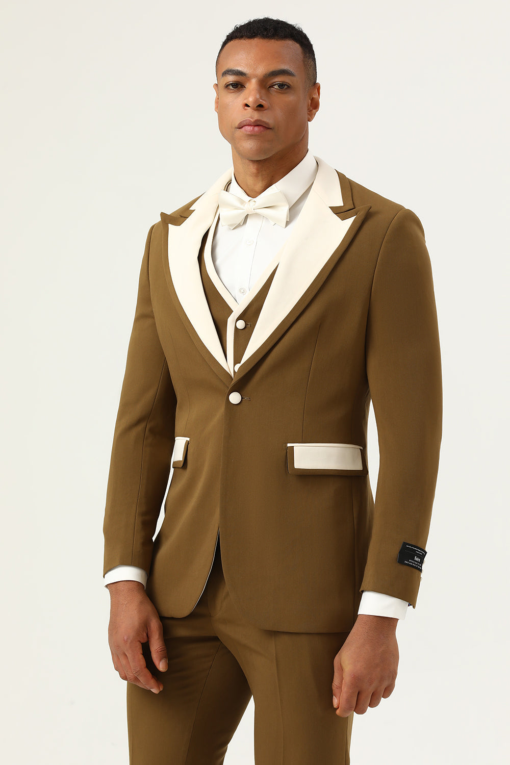 Brown Peak Lapel Single Button Men's Formal Suits