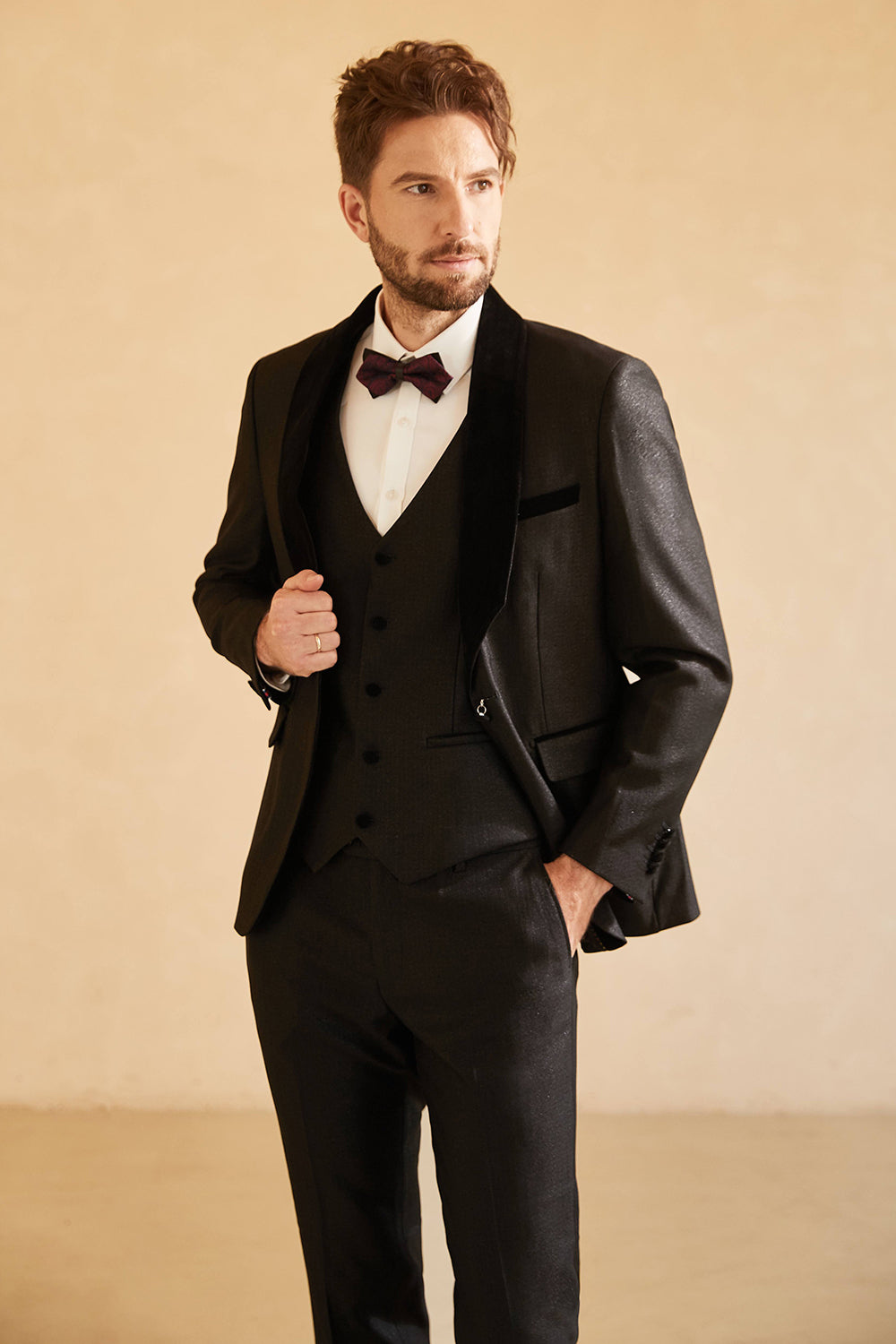 Navy Shawl Lapel One Button Wedding Suits For Men