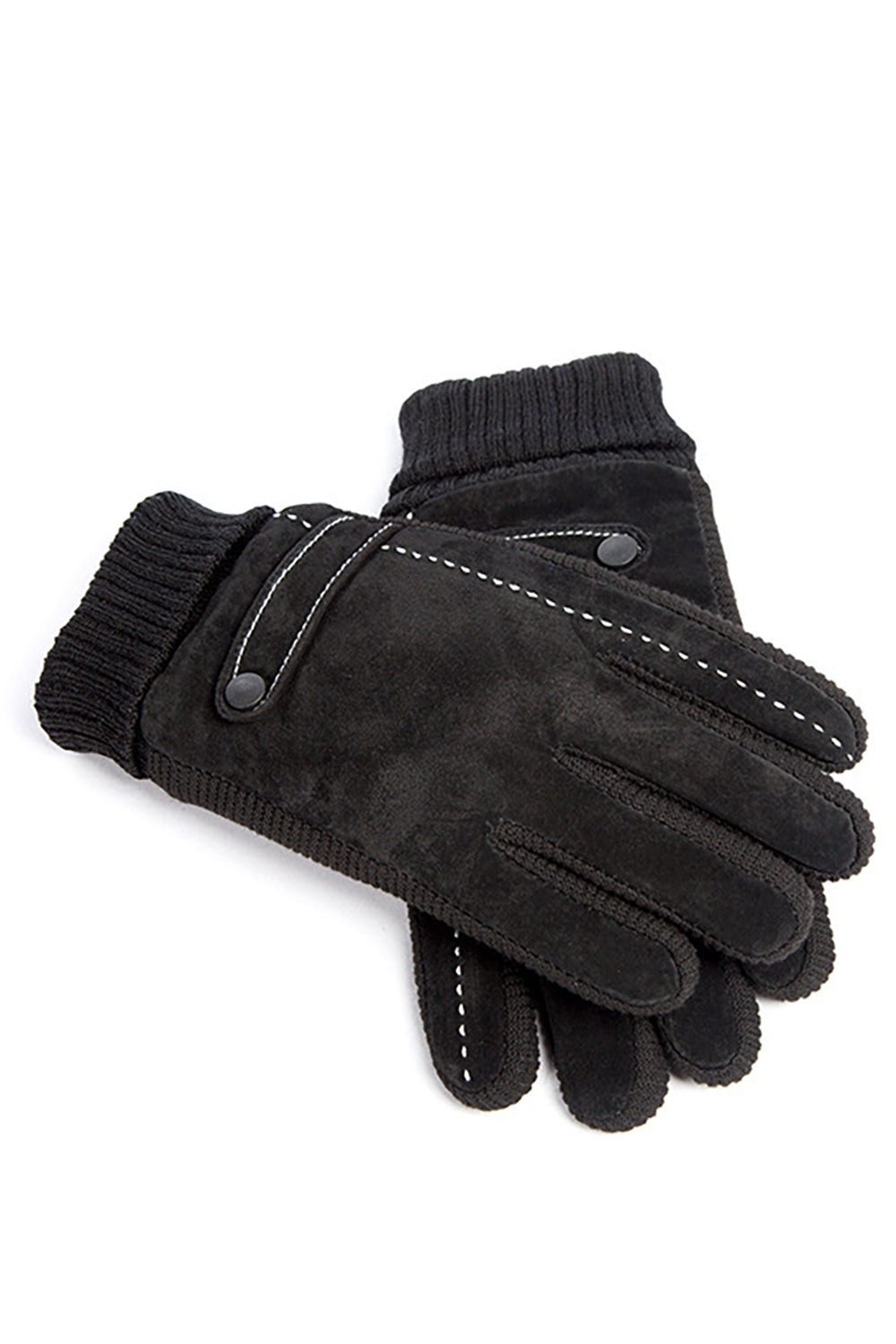 Black Pigskin Fleece Gloves For Men