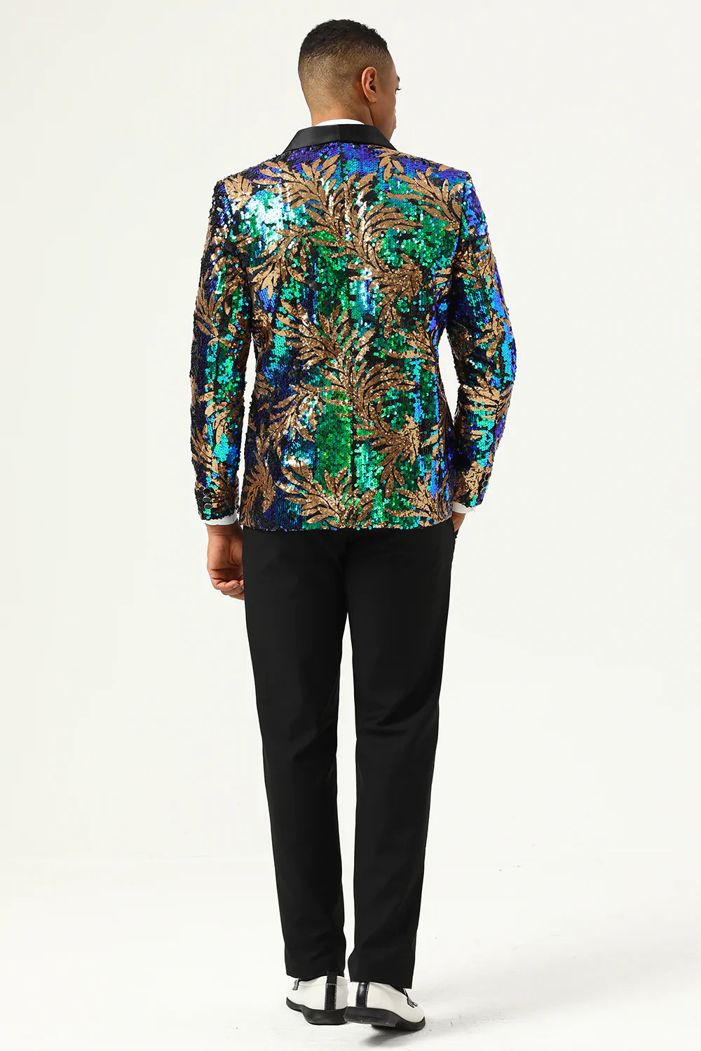 Sparkly Dark Green Sequins Men's Formal Blazer