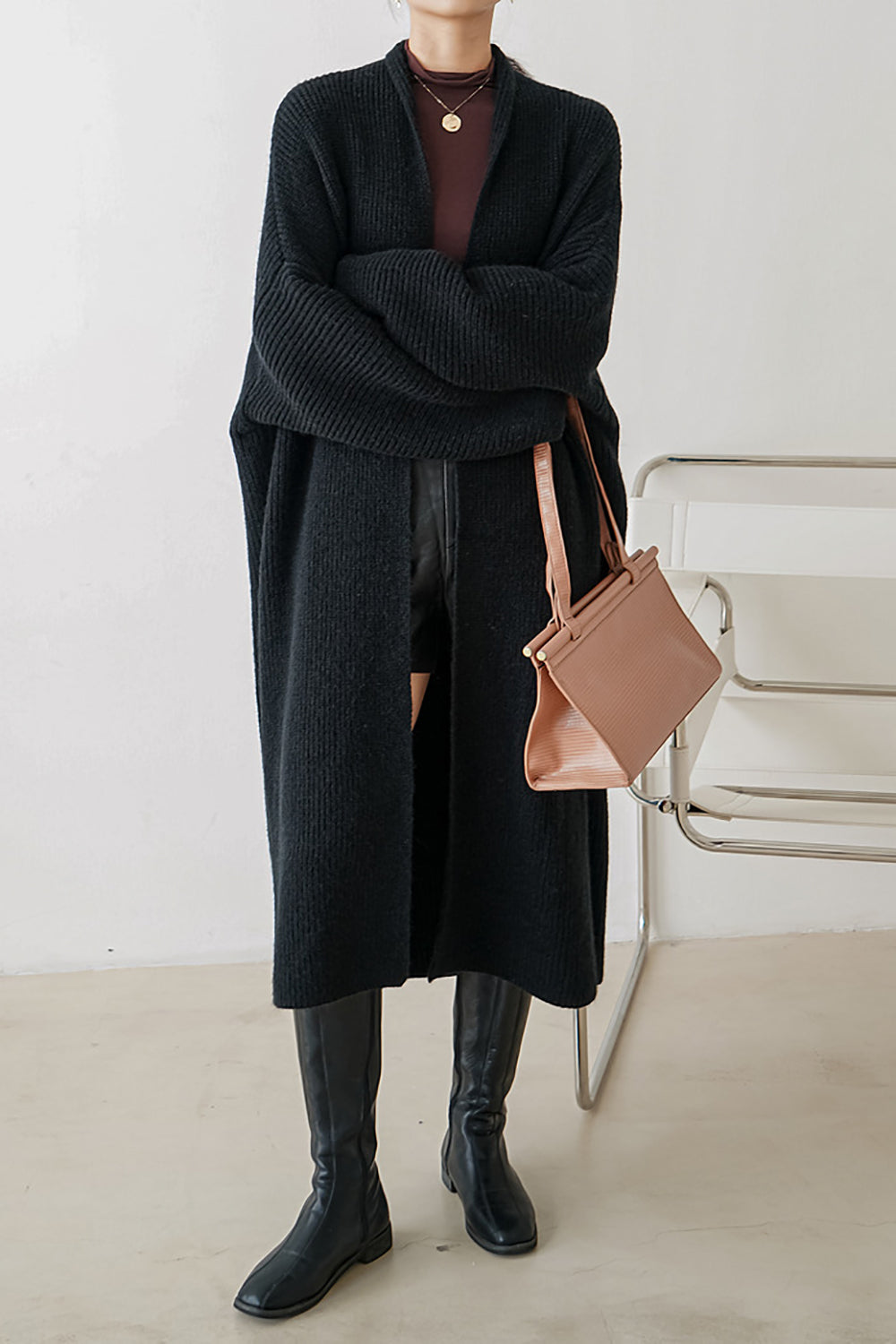 Apricot Oversize Long Sweater Cardigan