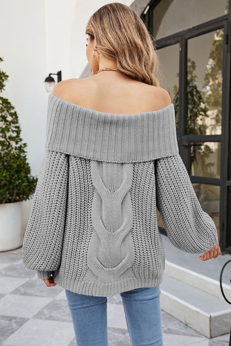 Load image into Gallery viewer, Apricot Off the Shoulder Knitted Pullover Sweater