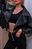 Load image into Gallery viewer, Black Notched Lapel Oversized Cropped Leather Jacket