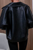 Load image into Gallery viewer, Black Notched Lapel Oversized Cropped Leather Jacket
