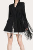 Load image into Gallery viewer, Black Fringed Peak Lapel Formal Women Blazer