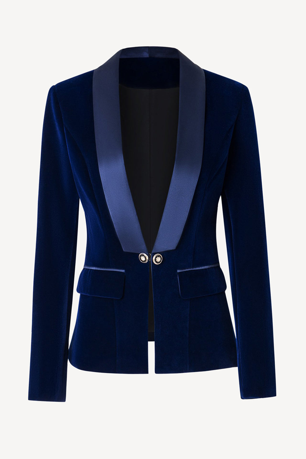 Black Shawl Lapel Velvet Women Blazer