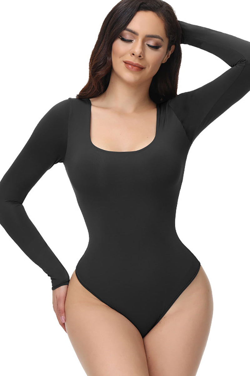 ZAPAKA Women Black Spaghetti Straps Butt Lifting Bodysuit