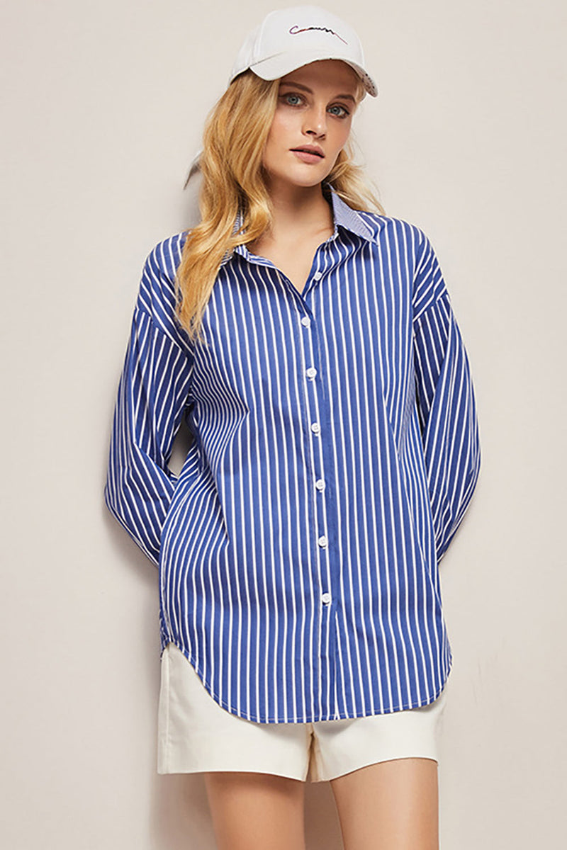 Load image into Gallery viewer, Blue Oversized Women Poplin Shirt