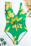 Two Piece Printed Green Bikini Set with Beach Skirt