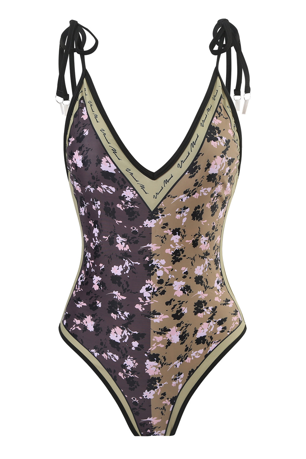 Pink One Piece Flower Printed Swimwear