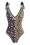 Pink One Piece Flower Printed Swimwear