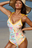 Pink One Piece Flower Printed Swimwear