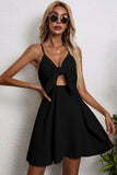 Black Keyhole Spaghetti Straps Graduation Dress