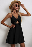 Black Keyhole Spaghetti Straps Graduation Dress