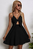 Black Keyhole Spaghetti Straps Graduation Dress