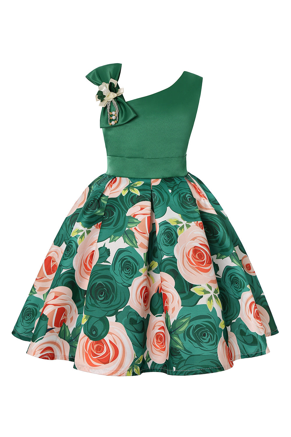 Floral Purple Sleeveless Girls' Party Dress