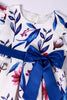 Load image into Gallery viewer, Blue Puff Sleeves Girls&#39; Party Dress with Bowknot