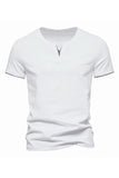 Black V-neck Short Sleeves Summer Men's Tops