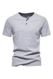 Buttons Summer Short Sleeves Casual Men's T-shirt