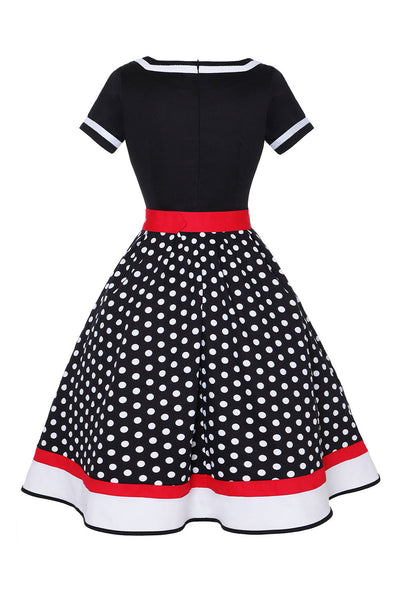 ZAPAKA Women Vintage Dress Black V-neck Polka Dots 1950s Dress with Short Sleeves ZAPAKA AU ZAPAKA Women Vintage Dress Black V-neck Polka Dots 1950s Dress with Short Sleeves ZAPAKA AU