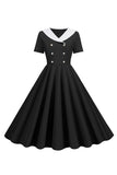 Peter Pan Collar Swing 1950s Dress with Short Sleeves