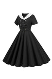 Peter Pan Collar Swing 1950s Dress with Short Sleeves