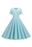 Peter Pan Collar Swing 1950s Dress with Short Sleeves