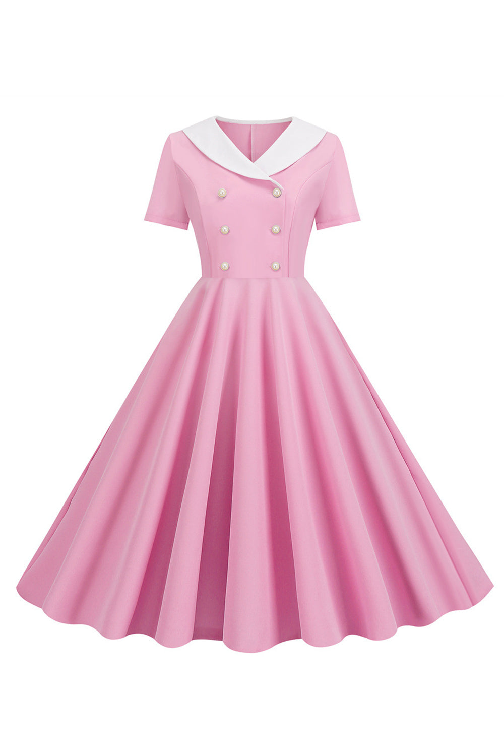 Peter Pan Collar Swing 1950s Dress with Short Sleeves