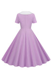 Peter Pan Collar Swing 1950s Dress with Short Sleeves