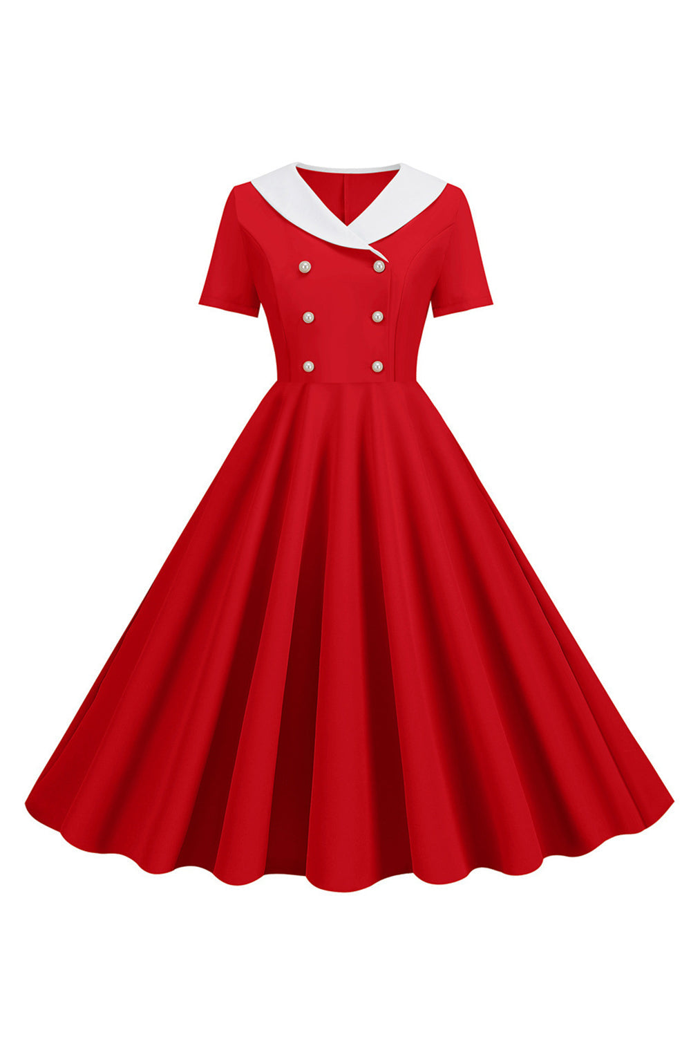 Peter Pan Collar Swing 1950s Dress with Short Sleeves