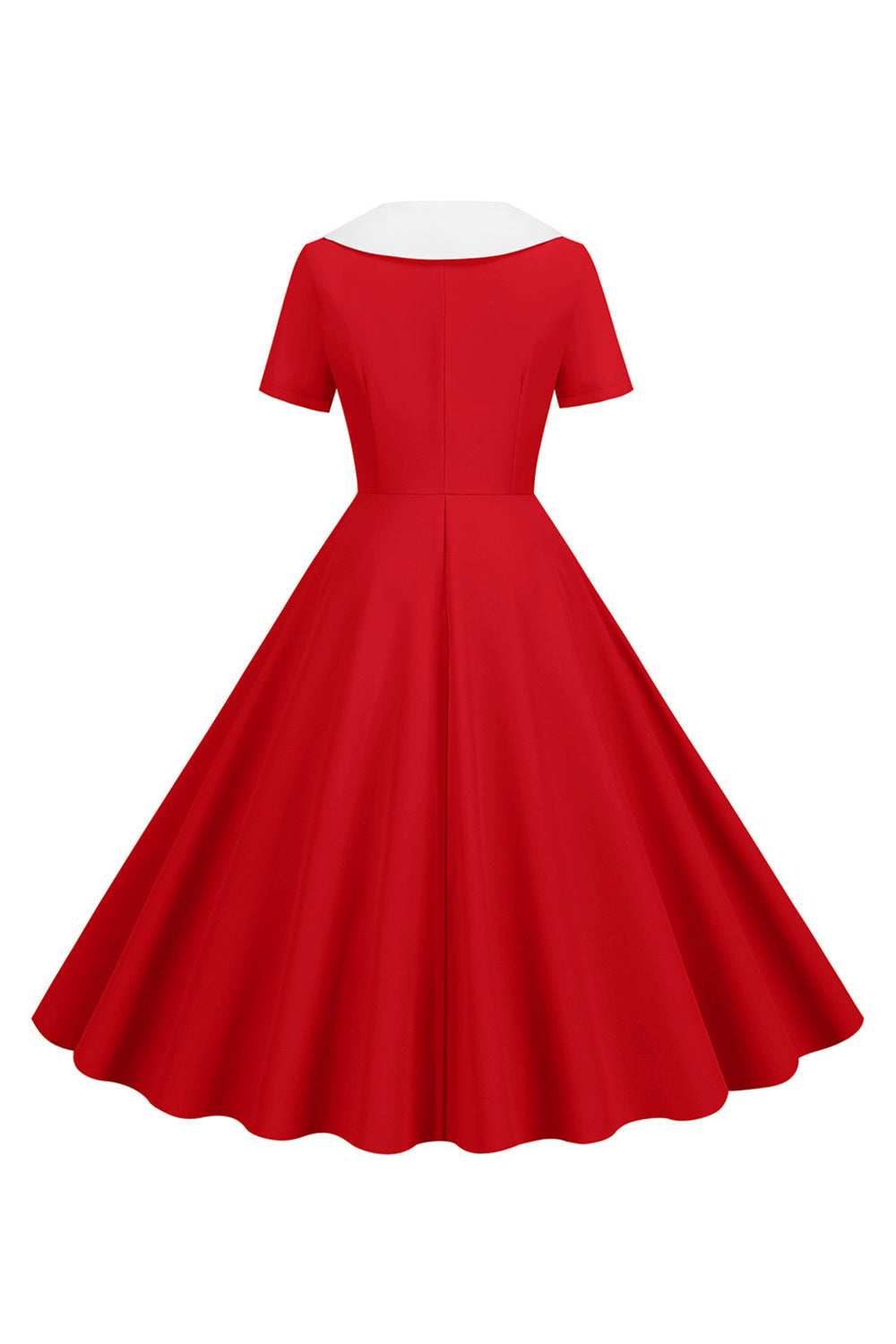 Peter Pan Collar Swing 1950s Dress with Short Sleeves