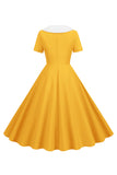 Peter Pan Collar Swing 1950s Dress with Short Sleeves