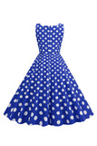 Black Polka Dots Vintage 1950s Dress
