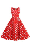 Black Polka Dots Vintage 1950s Dress