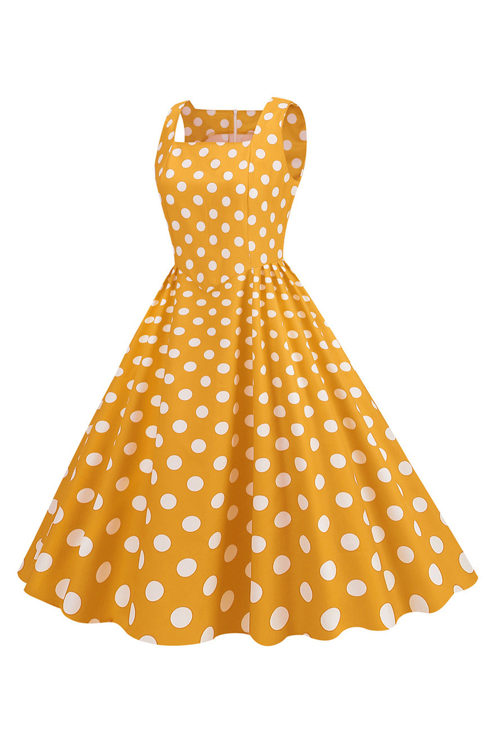 Black Polka Dots Vintage 1950s Dress