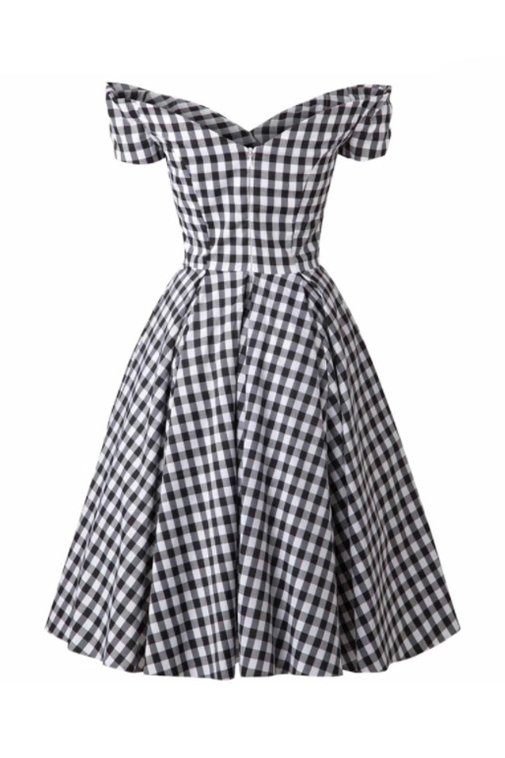Black Gingham Vintage 1950s Dress