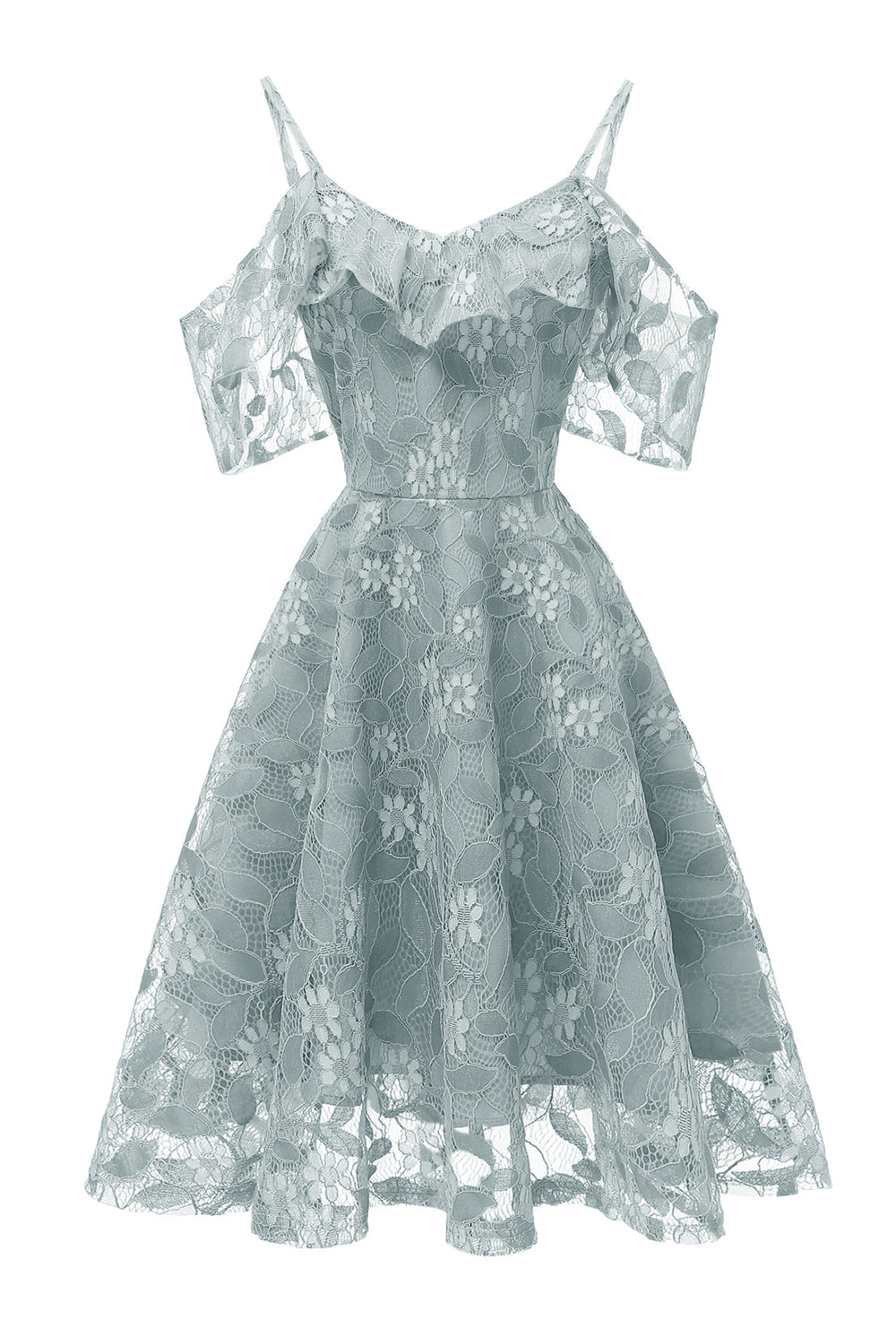 A Line Off the Shoulder Blush Lace Dress