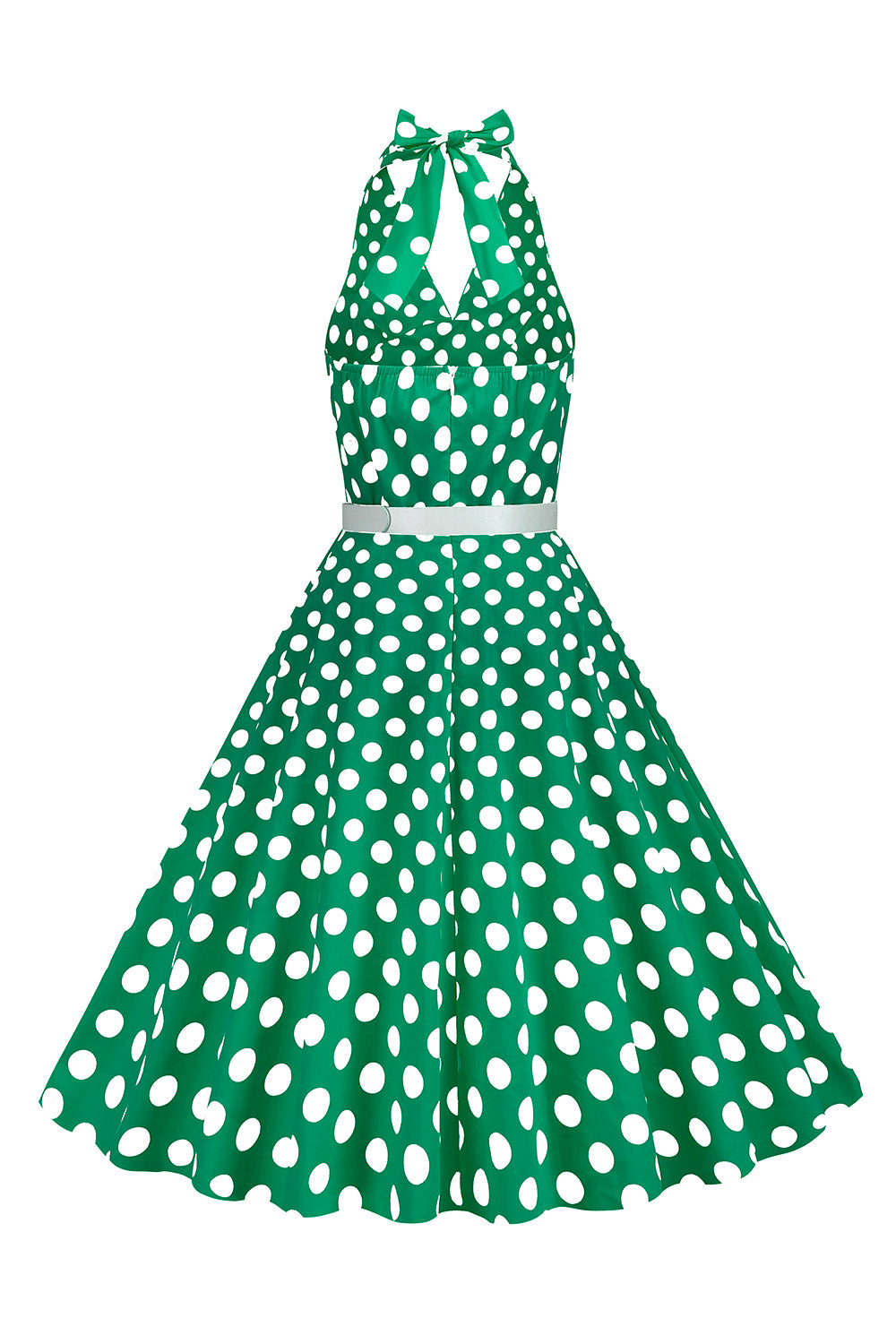 Hepburn Style Halter Neck Polka Dots Red 1950s Dress