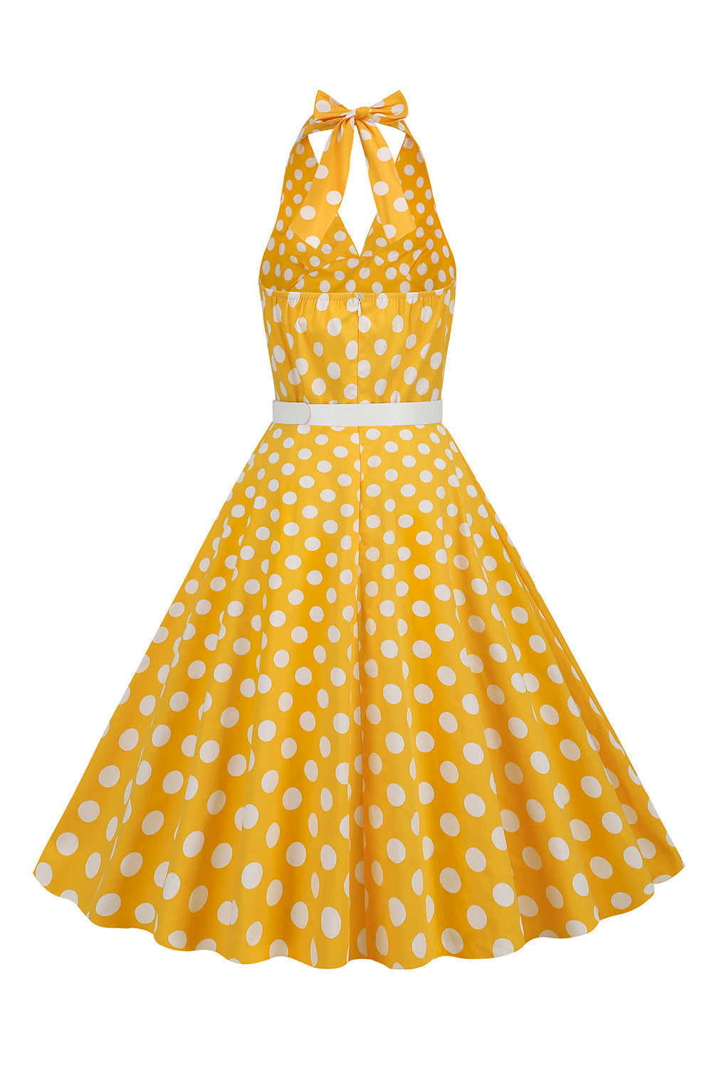 Hepburn Style Halter Neck Polka Dots Red 1950s Dress