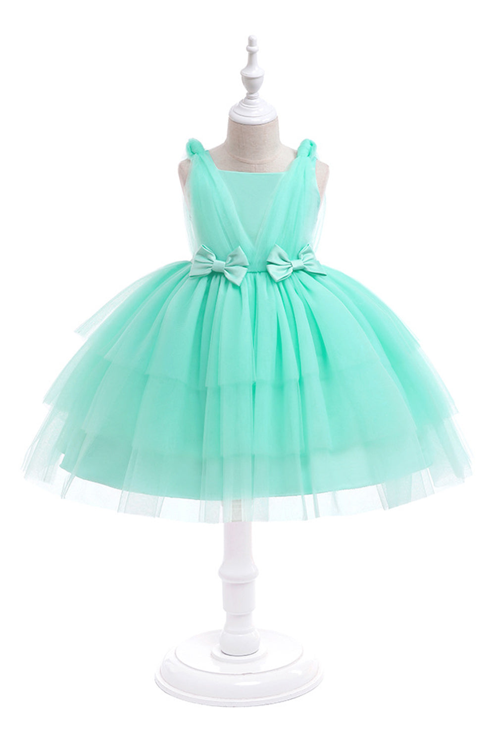 Blue Tulle Girl Party Dress with Bows