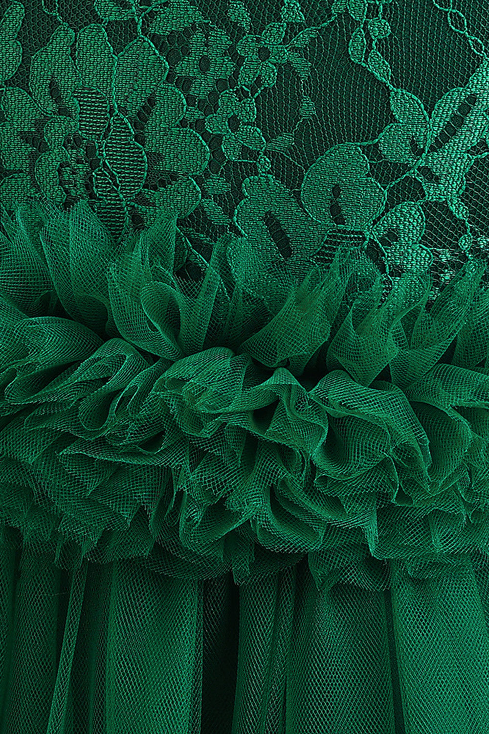 Sleeveless Green Tulle A Line Girl Dress with Lace