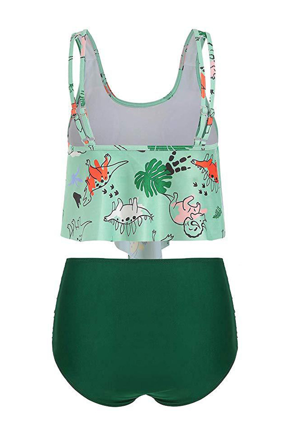 Two Piece Green Printed Swimwear