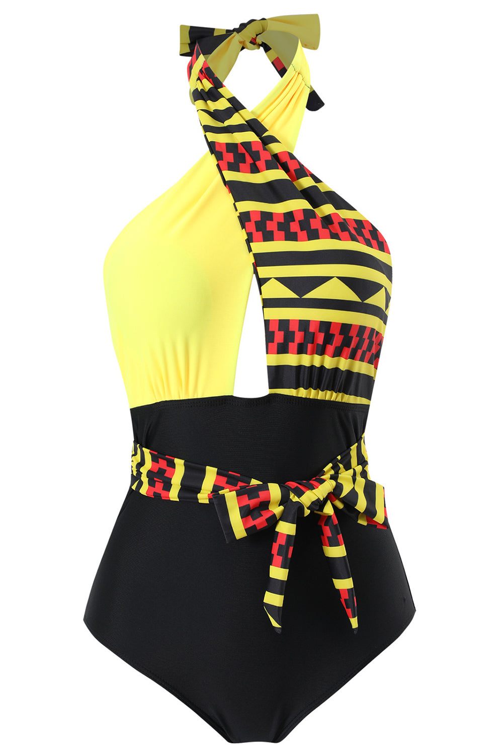 Halter Neck One Piece High Waist Green Swimwear