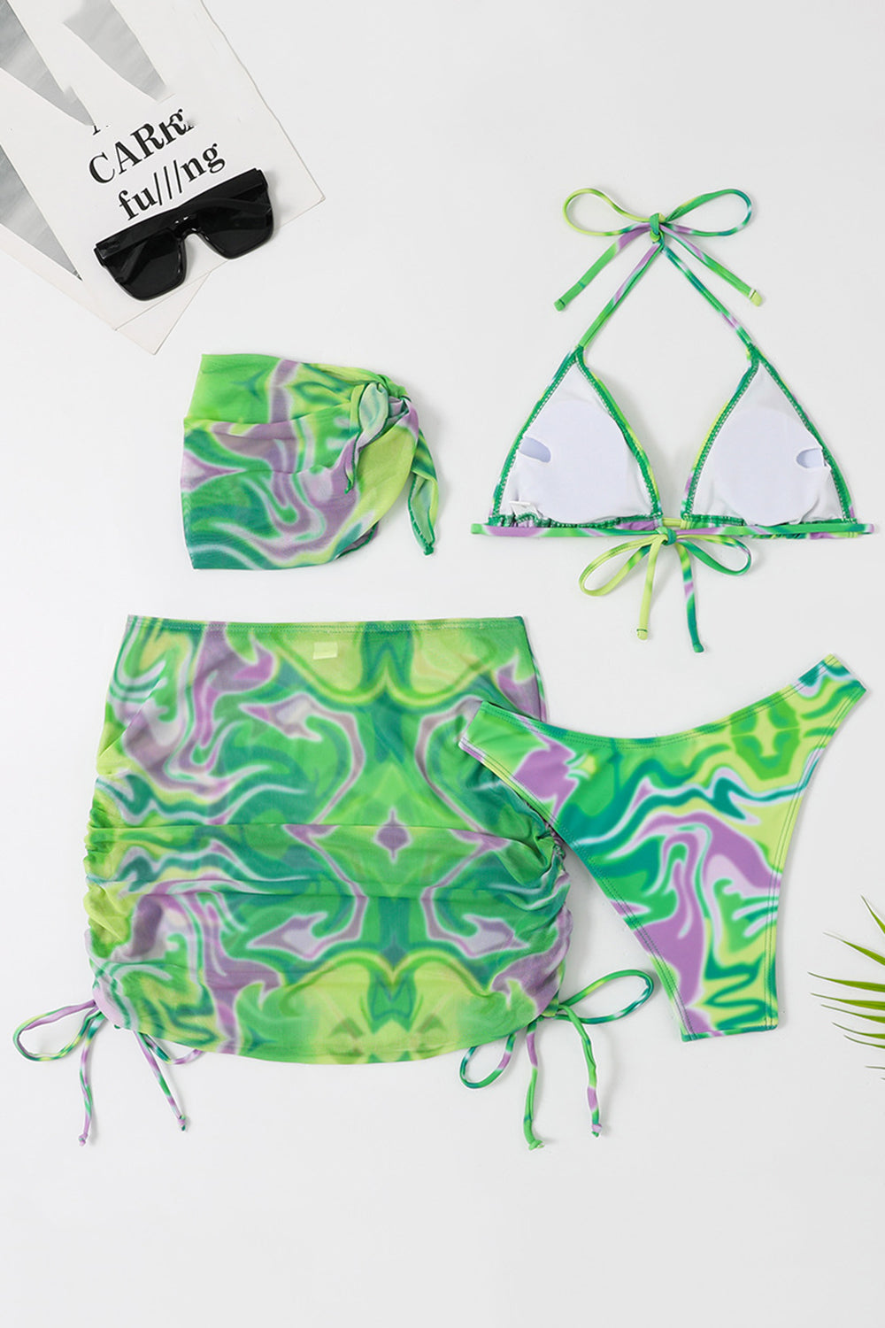 Halter Neck Orange Printed Bikini