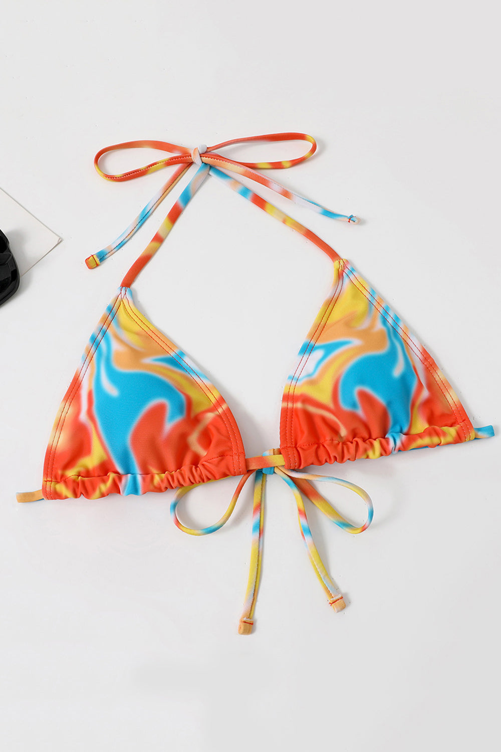Halter Neck Orange Printed Bikini