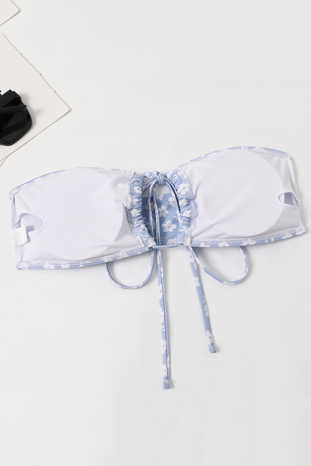 Two Piece Tube Top Pink Floral Swimsuit