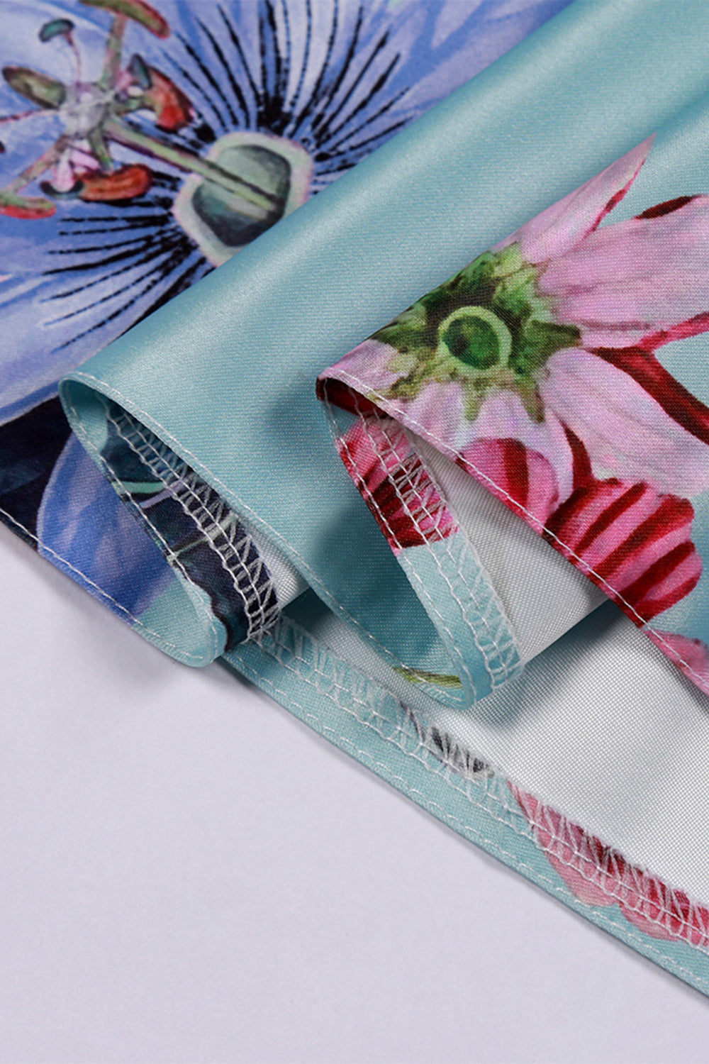 A Line Jewel Neck Light Blue Printed Girl Dress