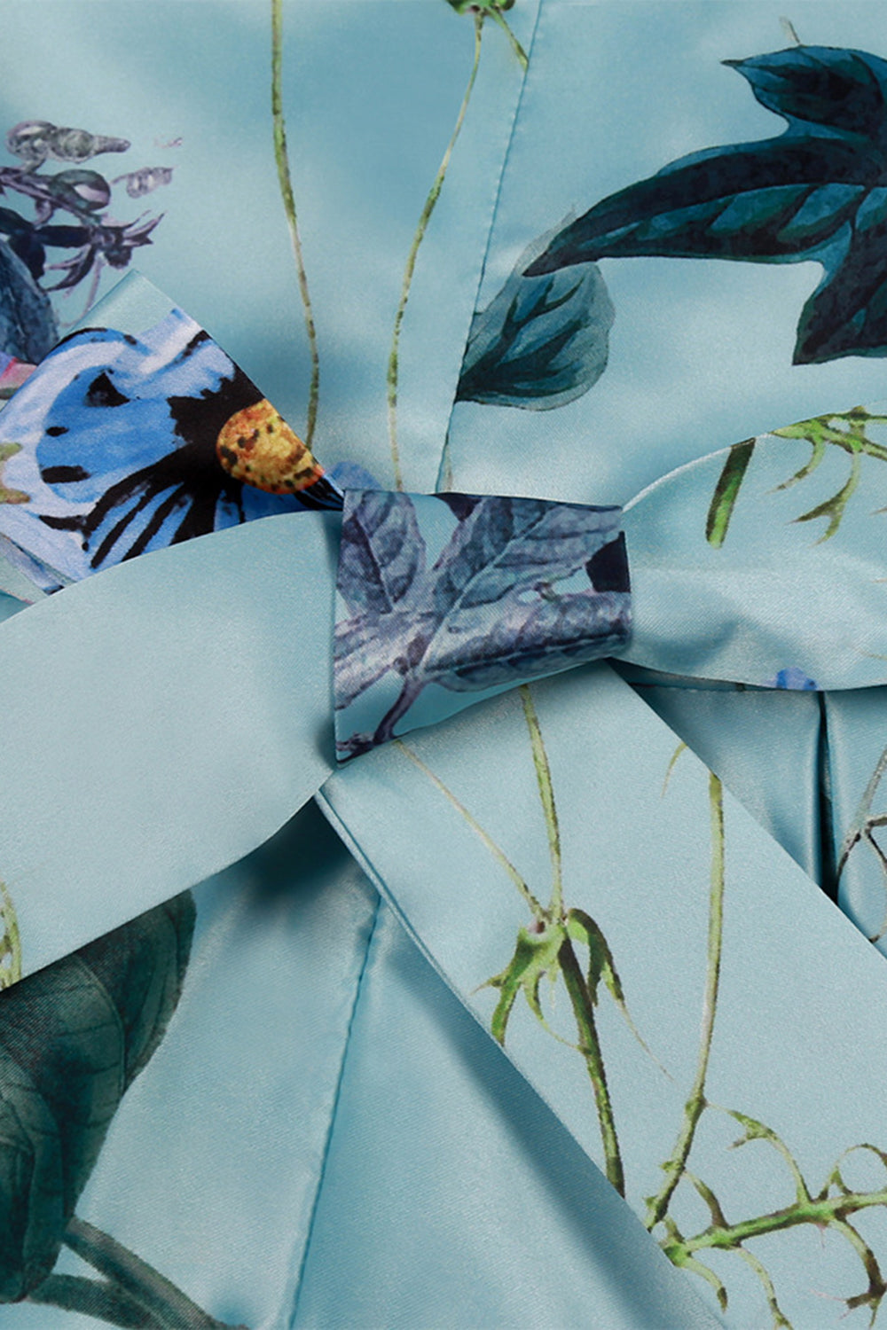 A Line Jewel Neck Light Blue Printed Girl Dress